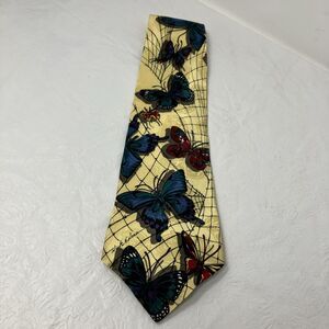 NWT Butterfly Tie Nick & Nora 100% Silk Nature Yellow Blue Red Green Gift USA